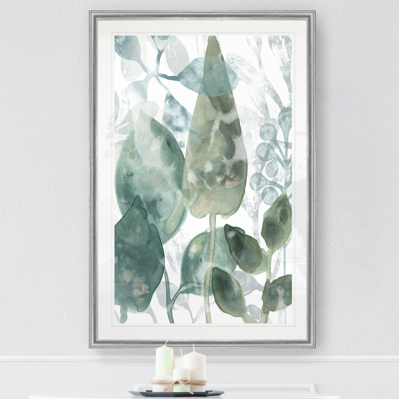 Aquatic Leaves II - reproduction d'art sur toile, H 22,5 po x l 30,5 po x P 1,5 po, Cadre noir