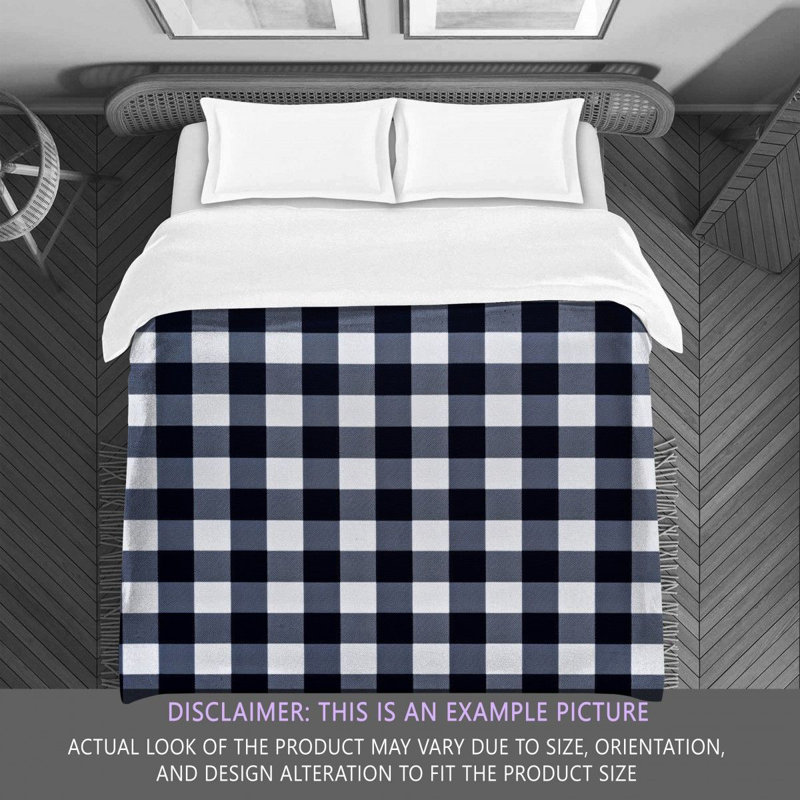 Gingham Comforter, Twin Extra Long Comforter, Black/Navy