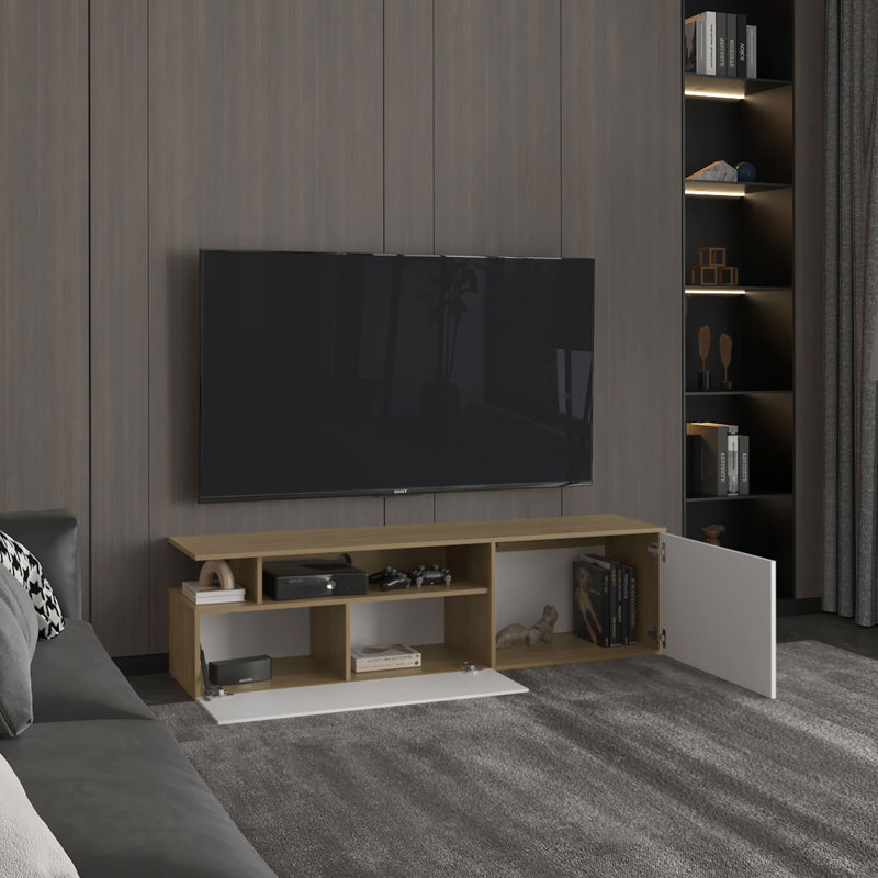 Meuble télé 60 po, 2 portes, 4 tablettes
