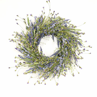 Couronne de porte artificielle 24 po avec fleurs et fleurs