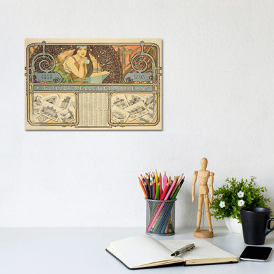 F. Guillot Pelletier Calendar, 1897 by Alphonse Mucha - Wrapped Canvas Painting