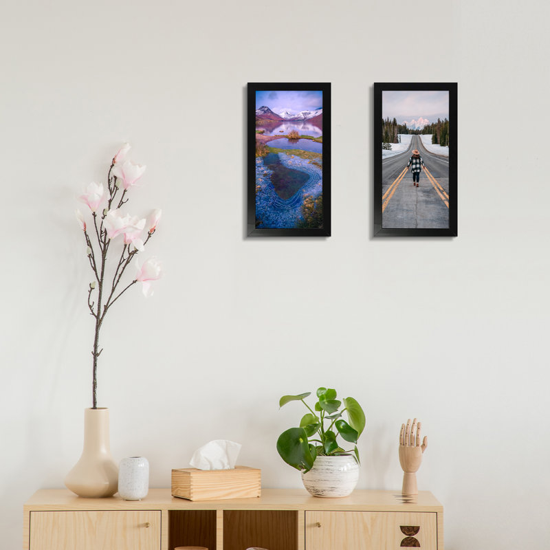 Wood Gallery Wall Picture Frame Set for 4x6 Photos - Basics by Wayfair™, Black, 4" x 6", 7x14