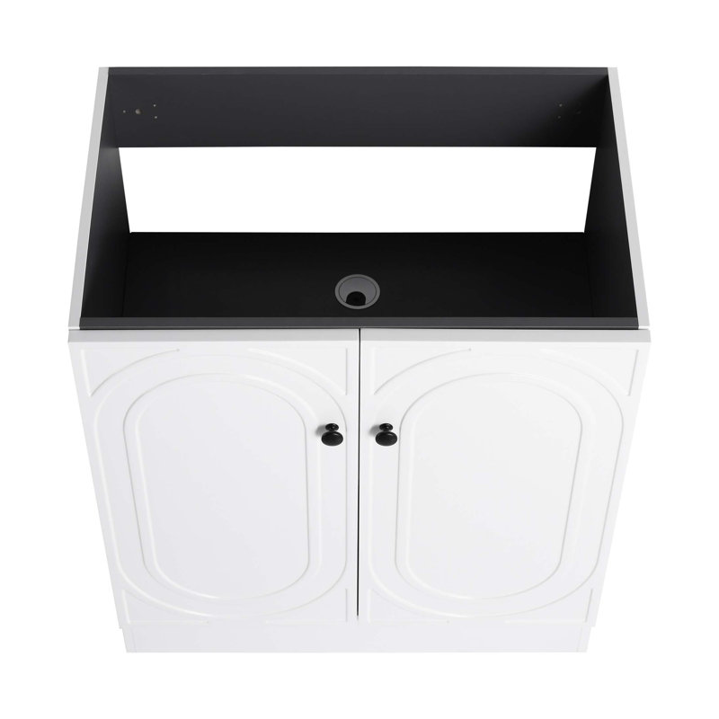 Meuble-lavabo de salle de bain autoportant 30 po et 2 portes d'armoire à fermeture douce - sans le lavabo, Blanc