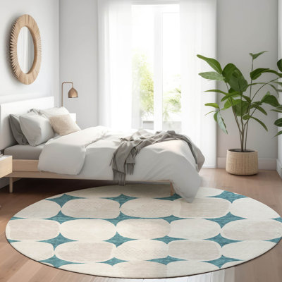 Tapis bleu sarcelle lavable à la machine Premium Prisco