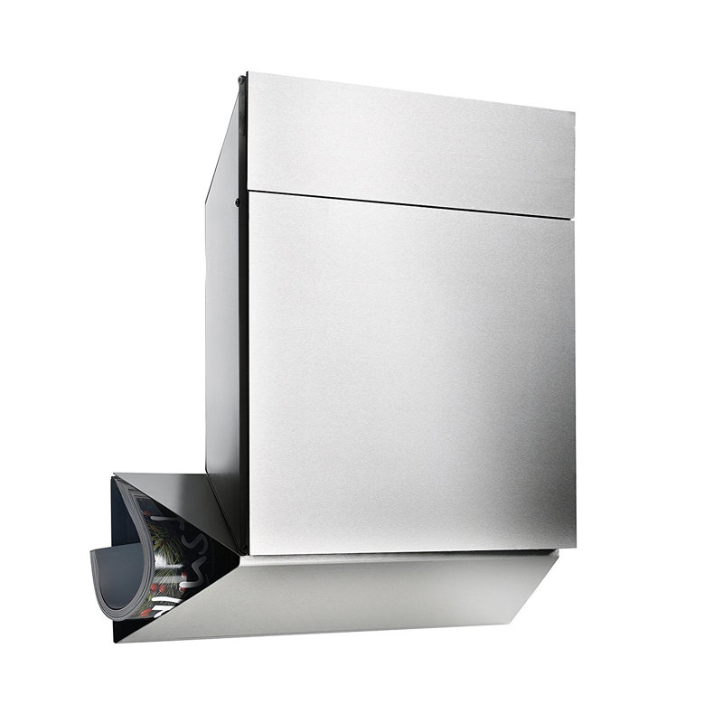 Quadas Stainless Steel Wall Mounted Lockable Weatherproof Post Box & Intergrated Newspaper Holder