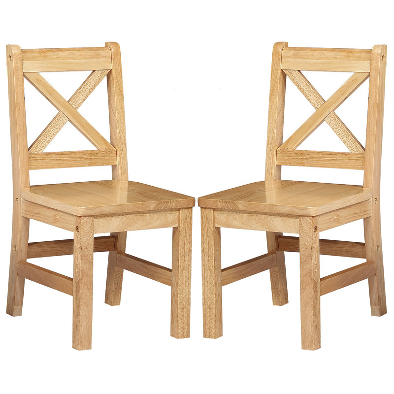 Merrill Kids 11.25" Solid Hardwood Desk Or Activity Chair and Ottoman, Natural, Natural