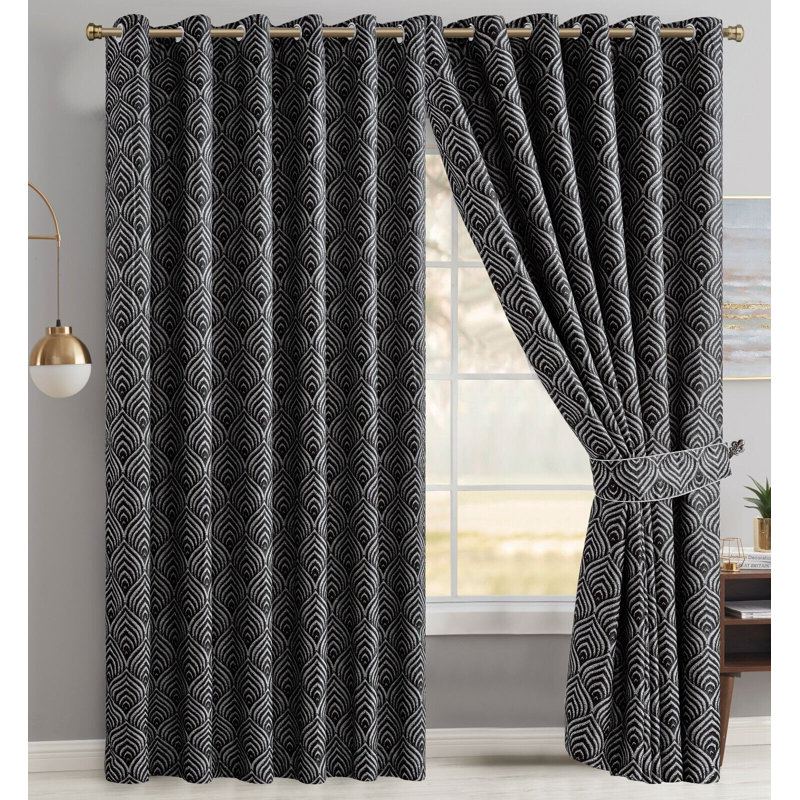 Annelise Room Darkening Pair, Black/White, 116.84 W x 137.16 D cm