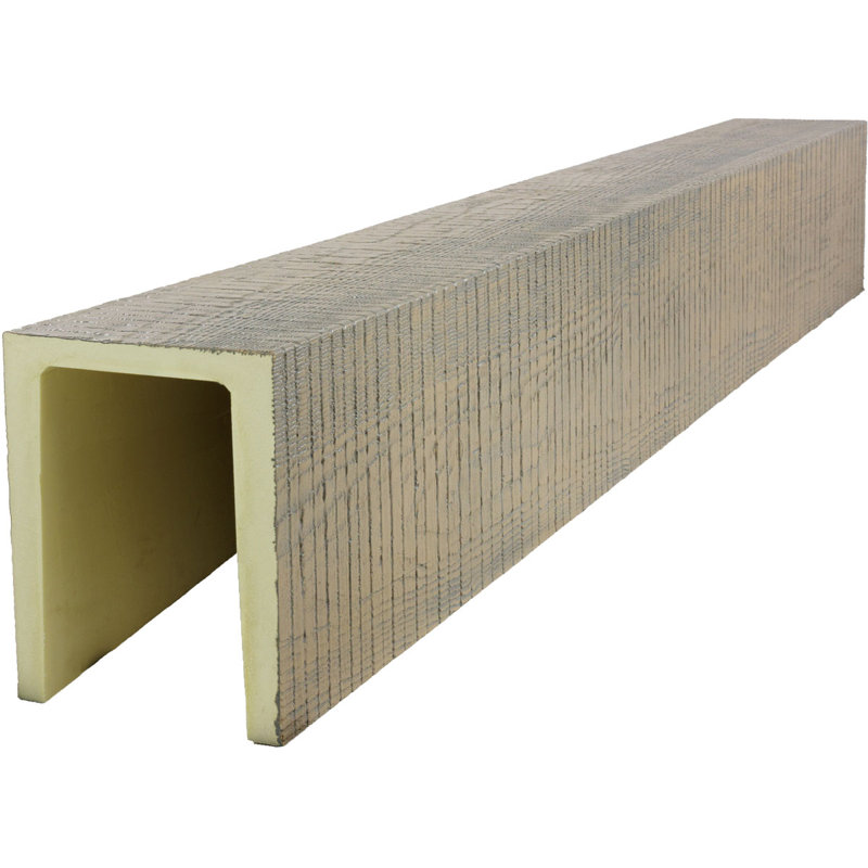 Poutre de plafond en faux bois à 3 côtés (poutre en U), H 7,5 po x l 5,5 po x P 120 po, Grès