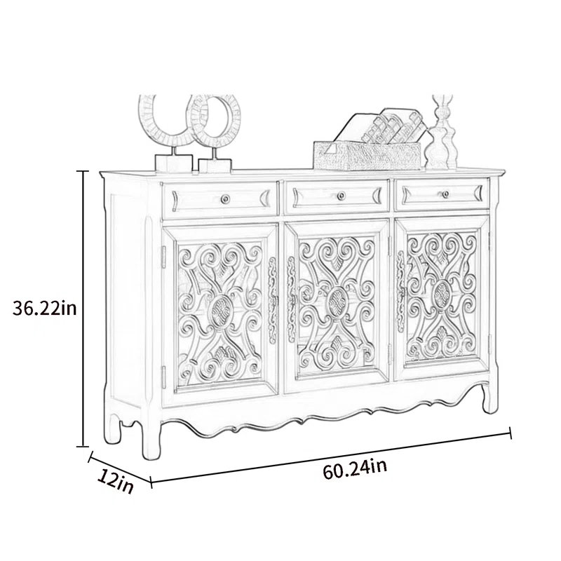 Black solid wood dining cabinet