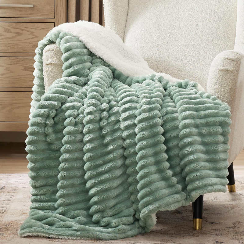 Couverture en polaire pour lit simple / simple TG Bedsure - Jeté chaud pour lit et canapé-lit - Vert, Lit simple, Vert sauge