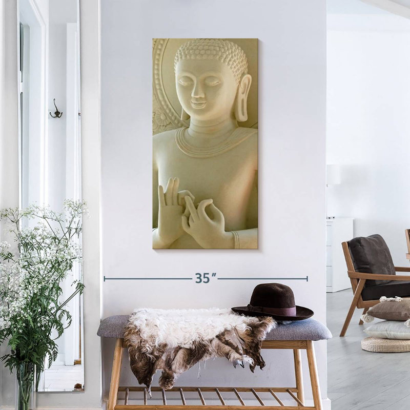 Limestone Buddha Canvas Print, 36" H x 18" W x 1.25" D