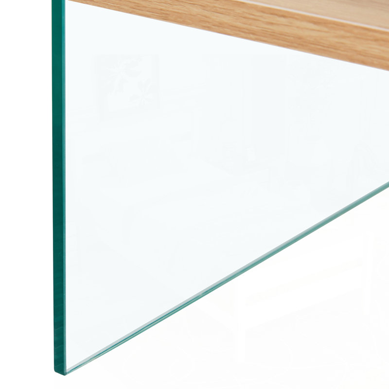 Versatile Double-Layered Rectangular Coffee Table for Various Settings, Natural Wood