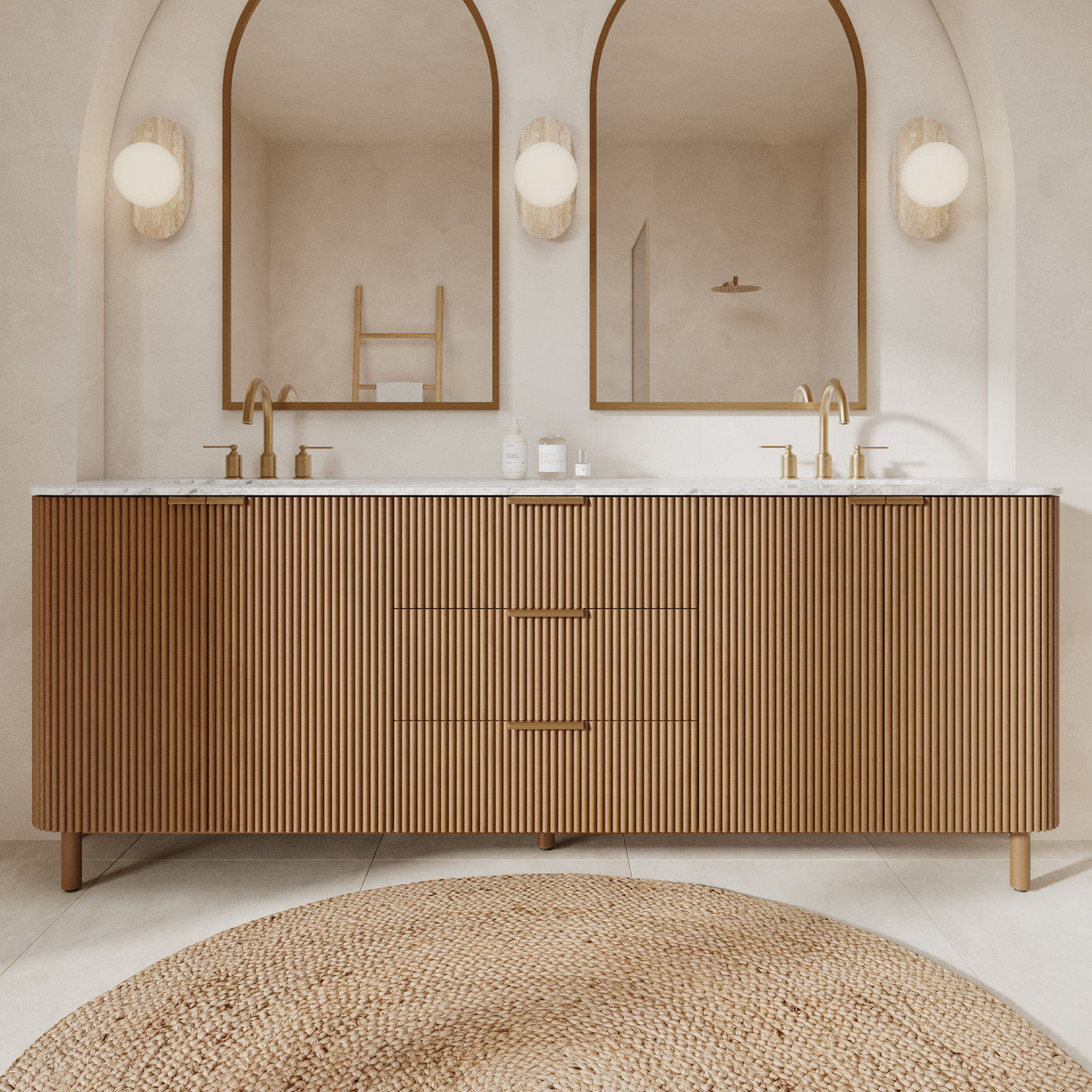 Nova 84" Carrara Marble Double Bathroom Vanity, 84"