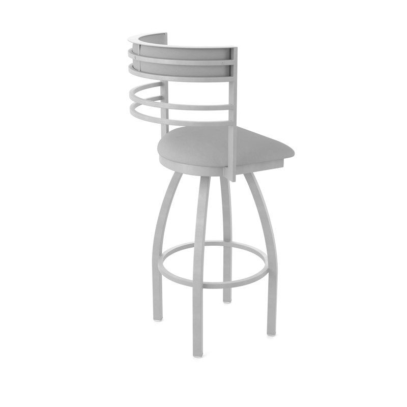 Hunter Swivel Stool, Vinyle - gris galbon Folkstone, Nickel anodisé, Tabouret de comptoir (siège d'une hauteur de 25 p