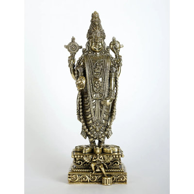 Superfine seigneur Tirupati Balaji Idol avec Garuda en bas Venkateshvara Statue en laiton plusieurs tailles laiton doré Home Temple Decor cadeau DDL510