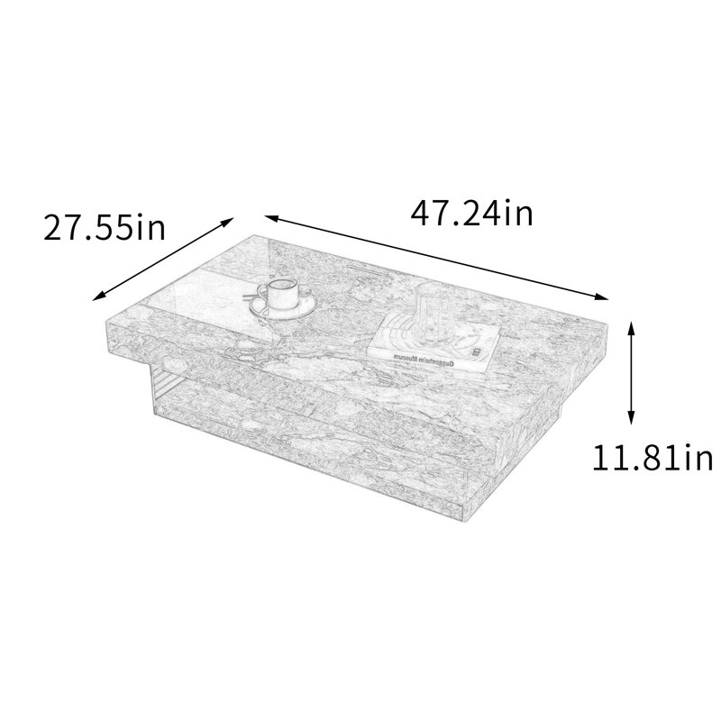 Table basse Minimalist, 11.81" H x 47.24" L x 27.55" W, Bleu sarcelle / rose