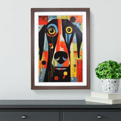 Dog Constructivism - Single Picture Frame Print on Wood