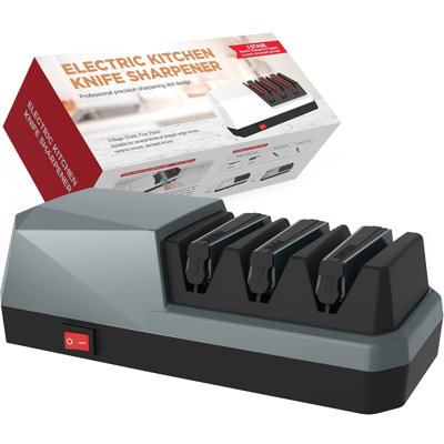 Yoorleay Electric Knife Sharpener, 3-Stage Knife Sharpener For Straight Blade Knives, Serrated Knives, Ceramic Knives - Rz-D003