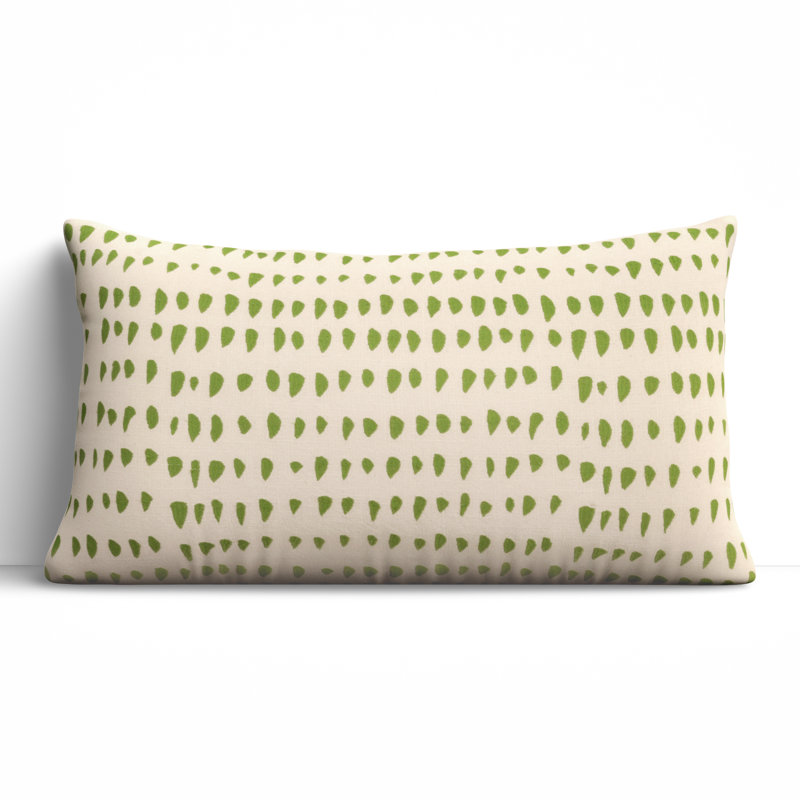 Fabray Embroidered Lumbar Pillow, Green/Natural