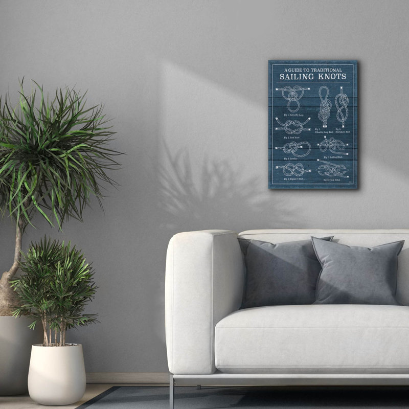 Art mural sur toile Epic Graffiti, "Vintage Sailing Knots 1" par Mary Urban, H 26 po x l 18 po x P 0,75 po