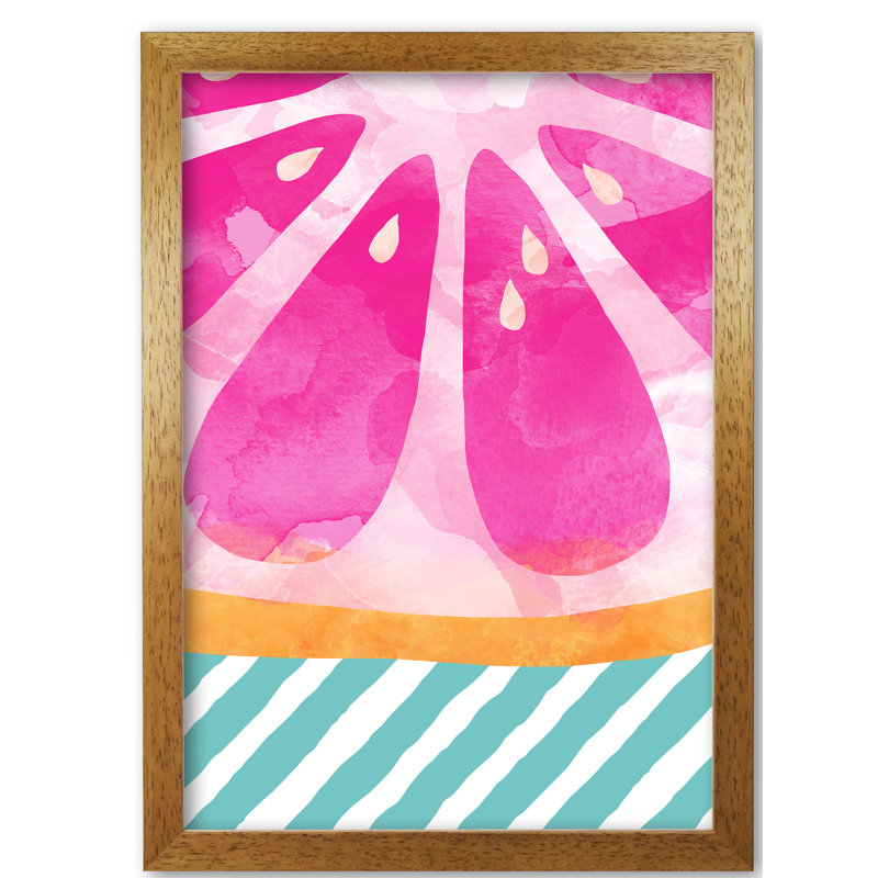 Grapefruit Abstract - Print, 42 cm H x 30 cm W x 5 cm D, Honey Oak Frame