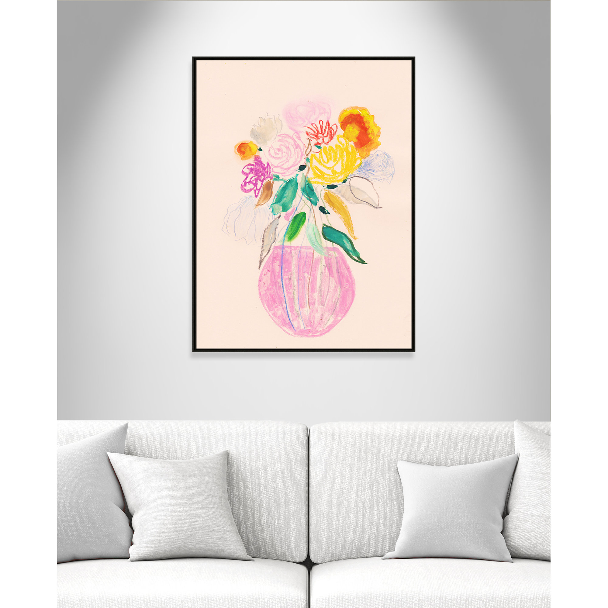 Simple Floral I Print by Bea Dina, Espresso Floater Framed Canvas, No Mat, 49.5" H x 37.5" W x 2" D