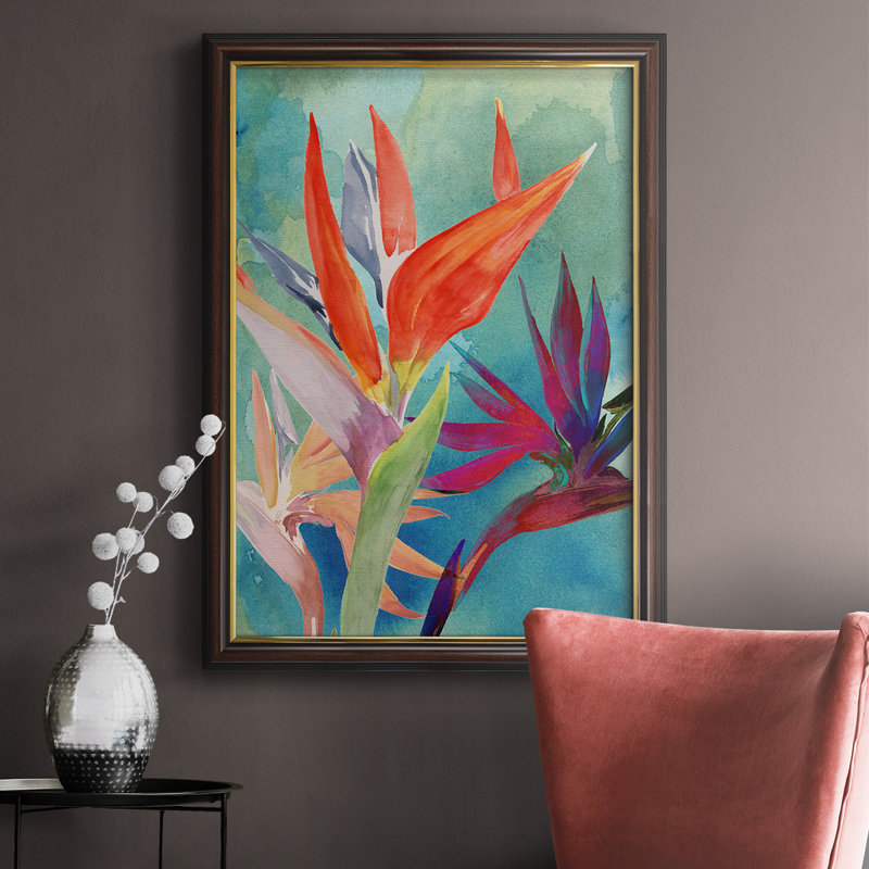 Vivid Birds Of Paradise I, toile encadrée de qualité supérieure - prête à être accrochée, H 20 po x l 16 po x P 1 po