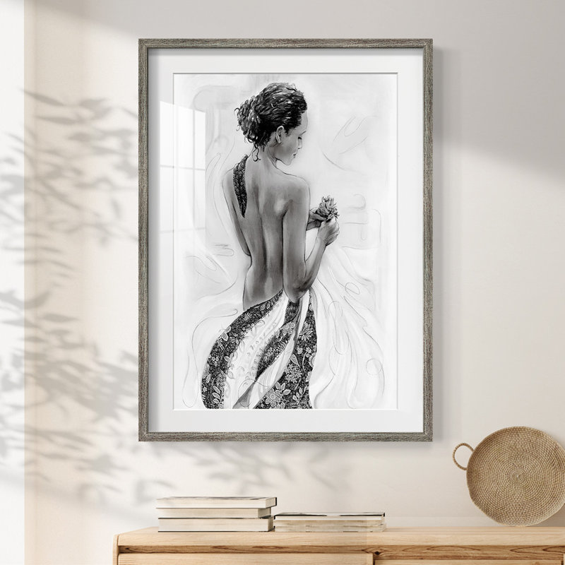 Solitude Sketch I -Framed Print, 19.5" H x 16.5" W, Distressed