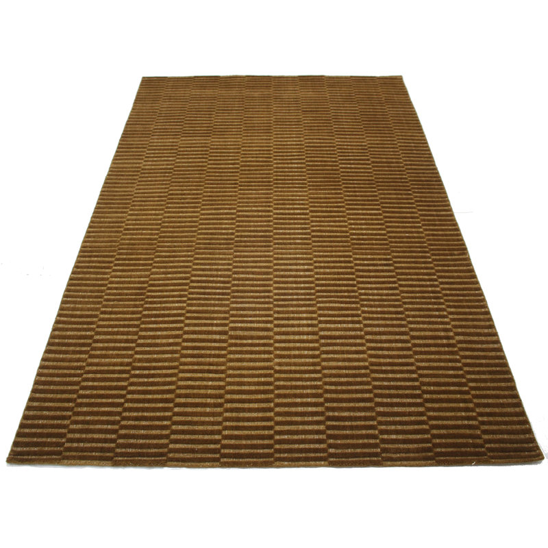 Tapis | Tapis brun 100% laine tissé à la main, Rectangle de 5 pi x 8 pi