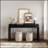 60'' Black Farmhouse Console Table with Double Board Suspension Design, Solid Wood & MDF, Ideal for Entryways and Living Rooms-1061261027