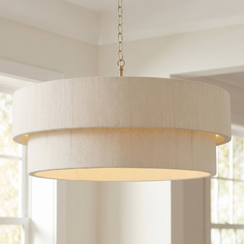  Luminaire suspendu tambour 4 lumières avec détails en corde