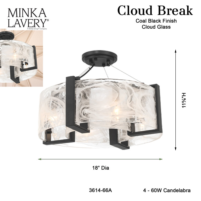 Orren Ellis Mersadies - 4 Light Semi Flush In Coal Finish