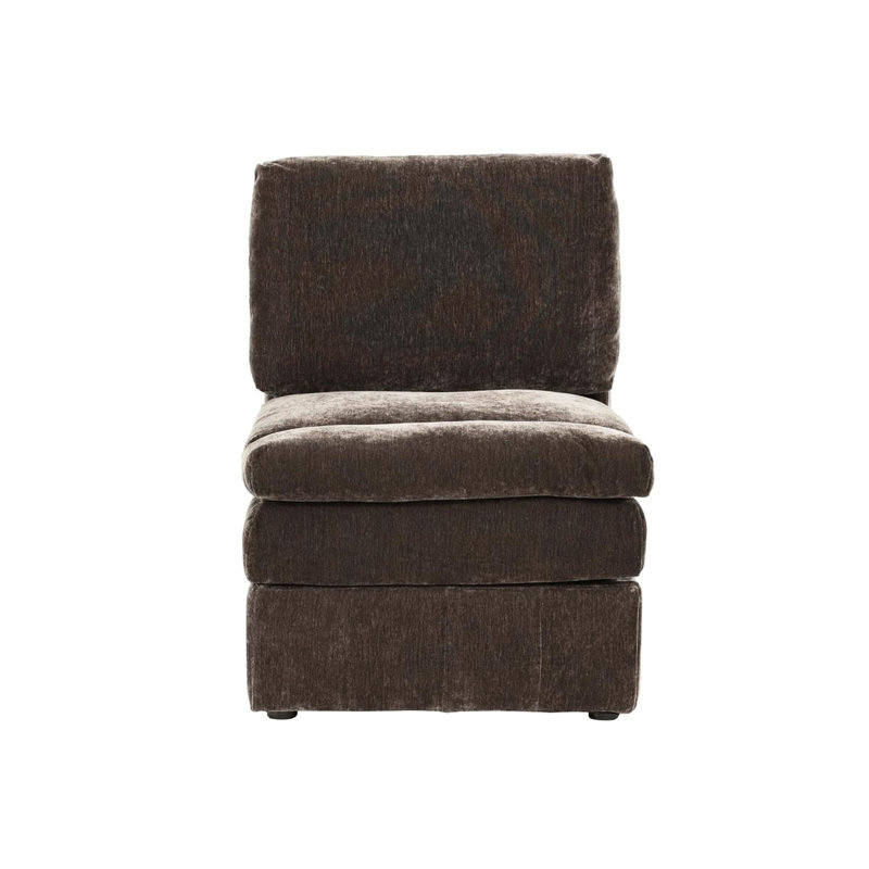 Fauteuil moderne sans accoudoirs, suède de vison, siège à trois couches de confort contemporain