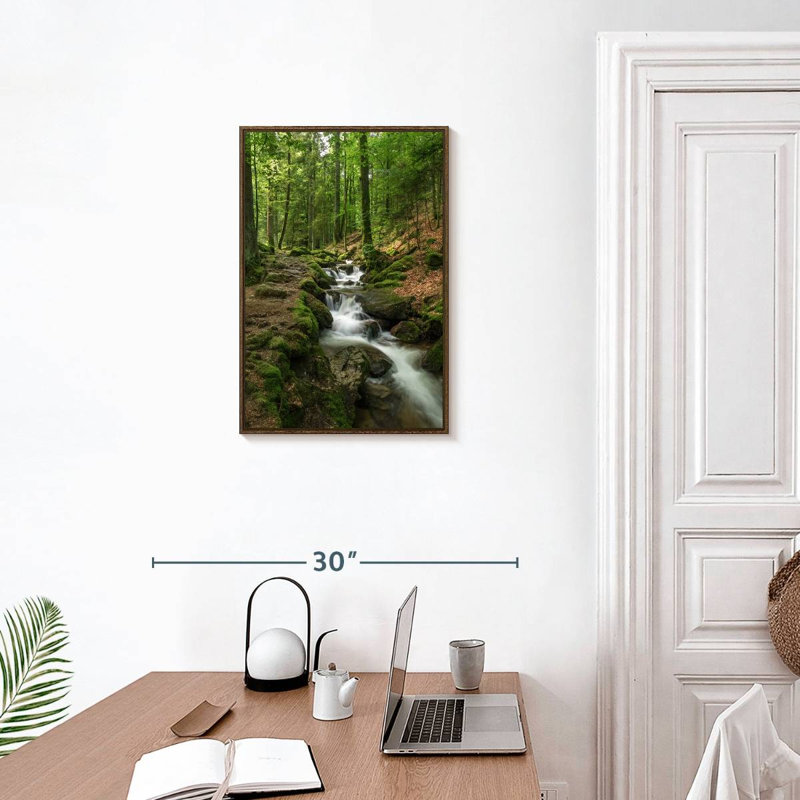 Ruisseau Buhl Forest, 17 po x 25 po, Cadre flottant noyer