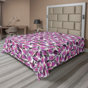 Rose vif, gris anthracite / floral
