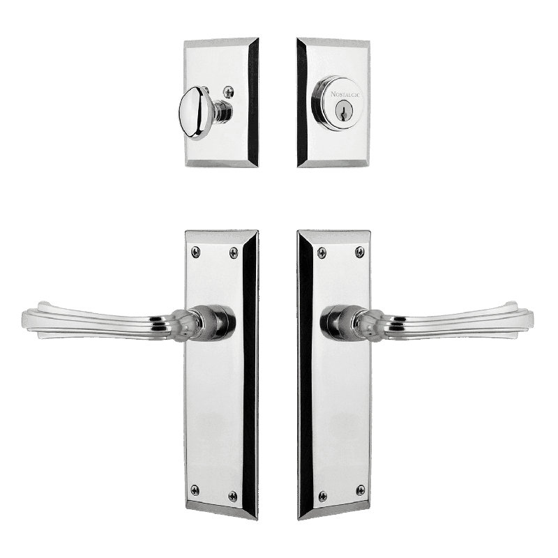 Ensemble d'entrée Nostalgic Warehouse New York avec levier Fleur, Chrome brillant, 2.375