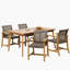 Ensemble de salle à manger 5 pièces pour patio, table à lattes de 63 po et 4 chaises en bois d'acacia et en rotin de polyéthylène pour patio
