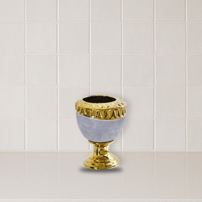 Regal Stone Urn with Gold Accents