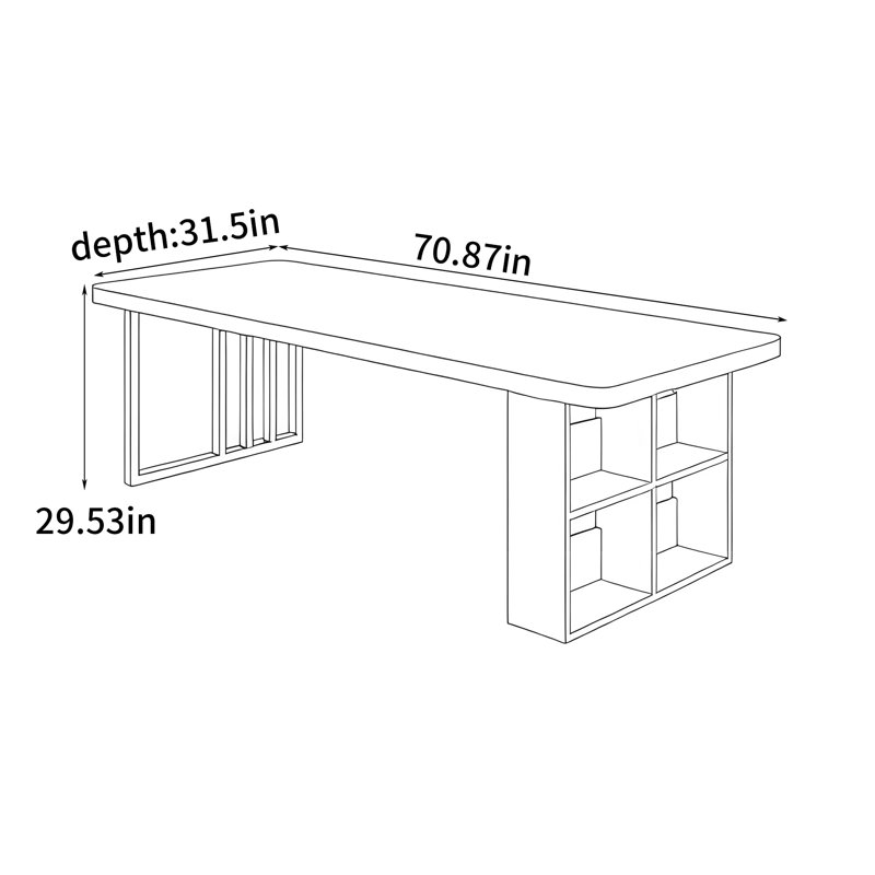 Rectangular study desk, 29.53" H x 70.87" W x 31.5" D