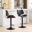 Chaises de pub pivotantes à 360 ° avec revêtement en noyer et cuir noir Mid Century-1109646320