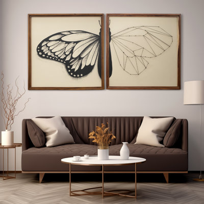 Ensemble d'œuvres d'art papillons peintes à la main - Décoration murale moderne en bois acrylique