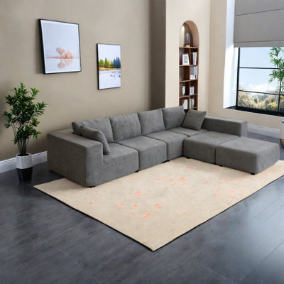 Modern Modular Sectionals, Velvet U-shape Sofa For Family Living Room