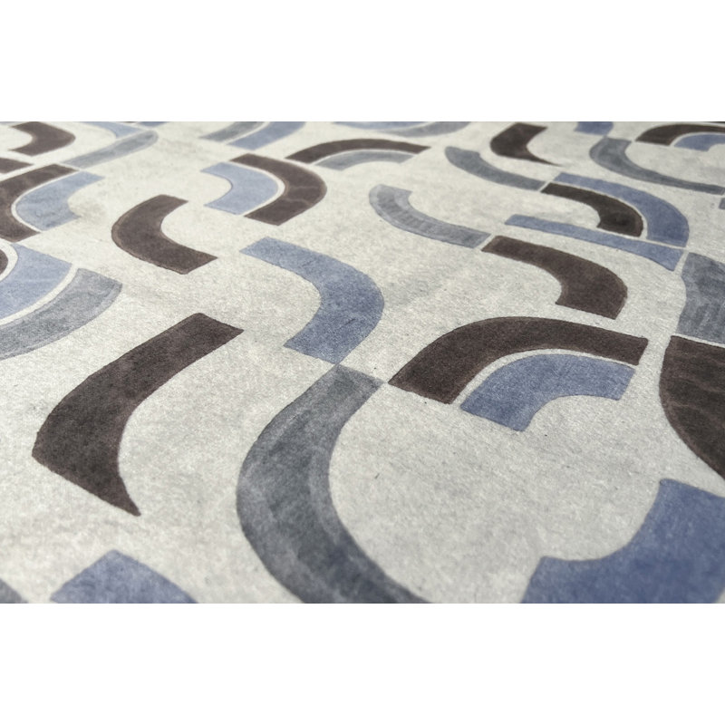 Tapis bleu en polyester tissé à la machine, Rectangle 2 pi x 3 pi
