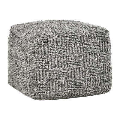 Shades 18" Recycled Fabric Indoor Outdoor Pouf, Grey