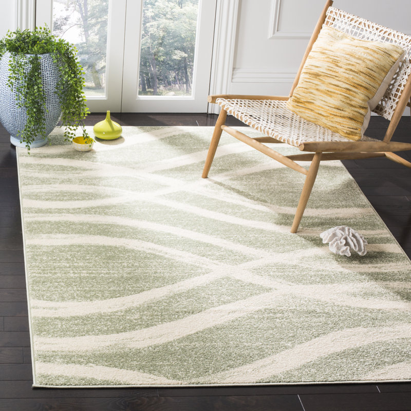 Parkinson Abstract Area Rug, Rectangle 183 x 244 cm, Green/Beige