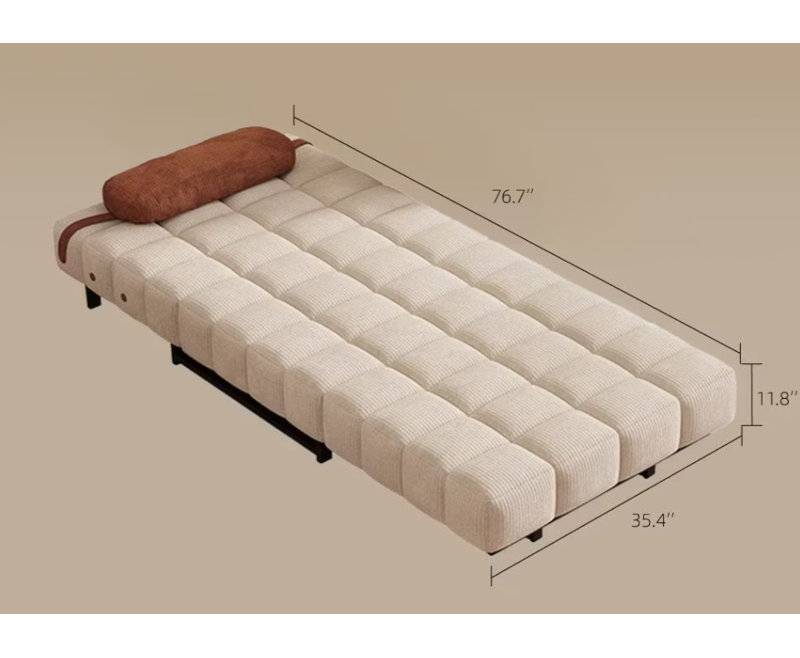 Canapé-lit pliant de 100 cm (39,3 pouces) avec revêtement en velours côtelé, design peu encombrant