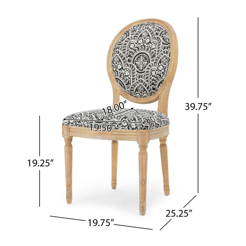 Upholstered Dining Side Chairs, 4, Natural, Black/White