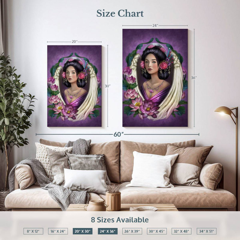 Leisha Lotus Flower Angel Guide, 36" H x 24" W