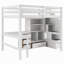 Lit mezzanine avec bureau en L et tiroirs, armoire et escalier de rangement-1141922326