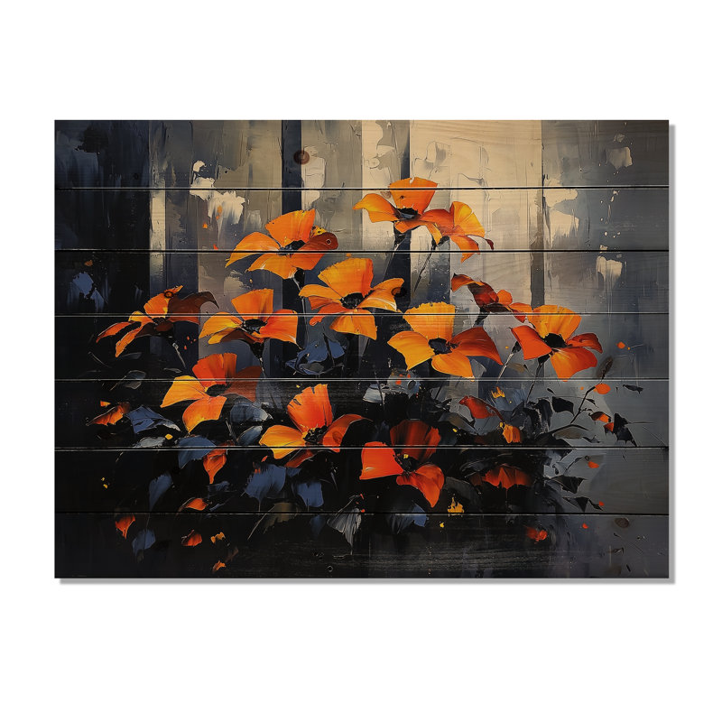 «Night Forest Plants In The Dark II», art mural sur bois de plantes - sur bois de pin naturel, H 34 po x l 44 po x P 0,78 po